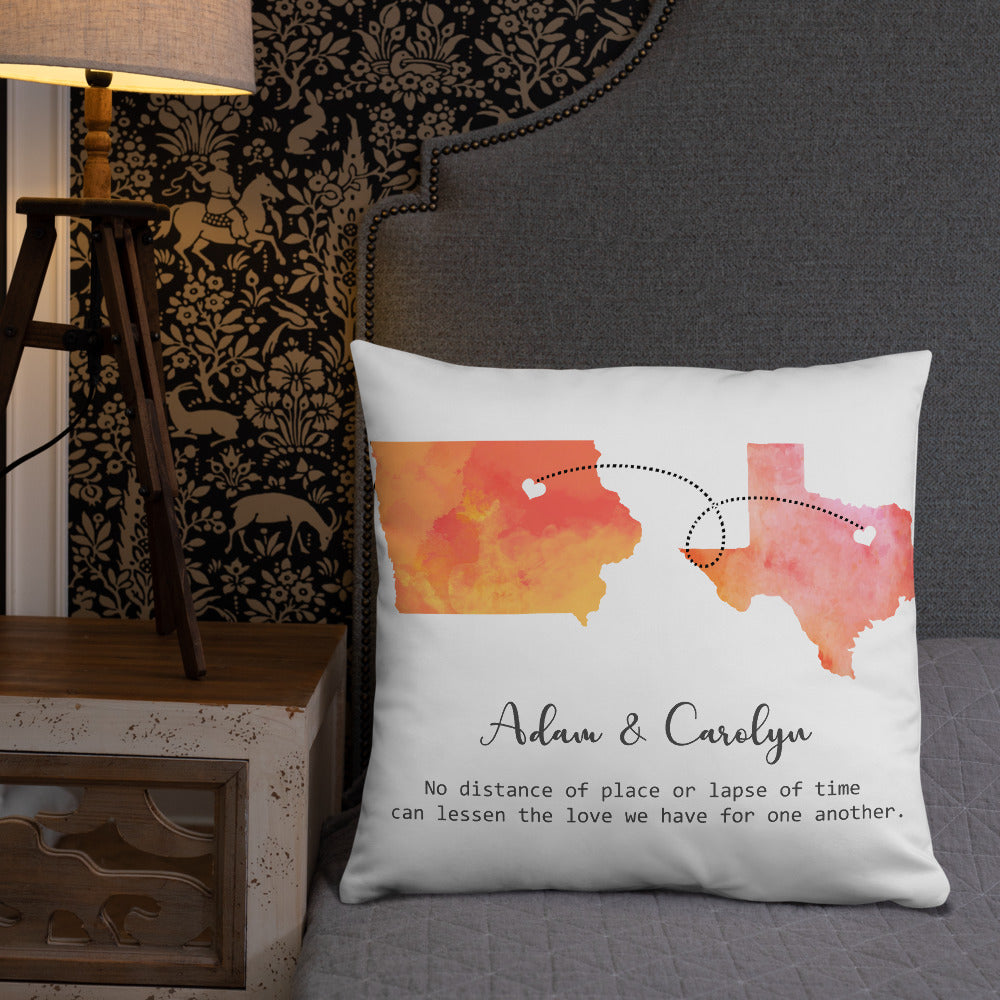 Long Distance Relationship Print Personalized Pillow.